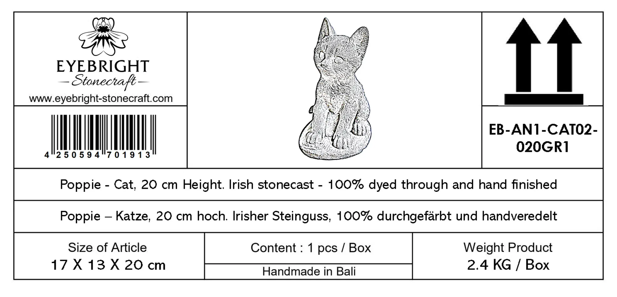  Product image 8 of the product “Poppie - Cat, 20 cm H | cast stone ”